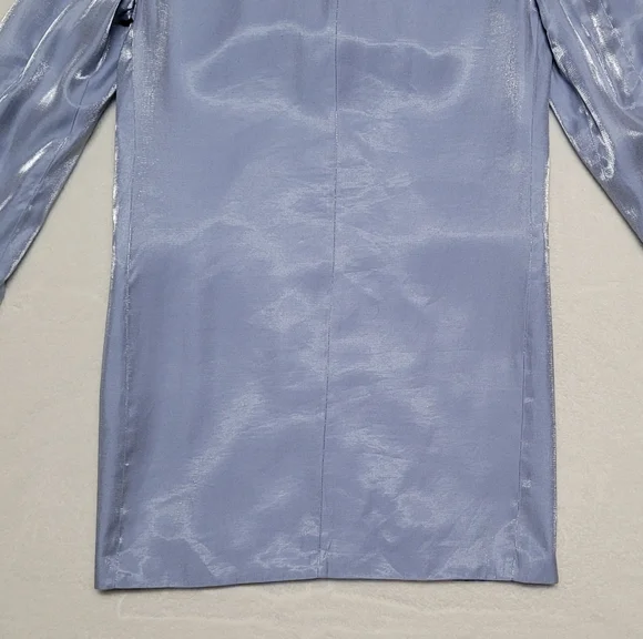 70s Vintage Falcone Jr Iridescent Blue Knit Notched Lapel Mini Blazer Dress M - Picture 8 of 12